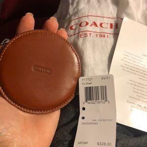 Authentic Coach round leather coin purse. NWT